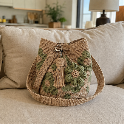 Borsa all'uncinetto con fiori