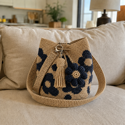 Borsa all'uncinetto con fiori